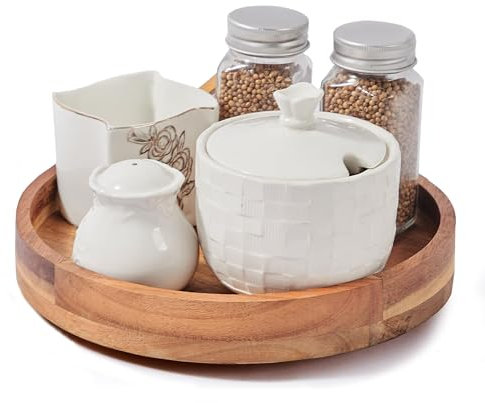 12 Inch Acacia Wood Lazy Susan Organizer for Cabinet, Lazy Susan Turntable for Countertop Table Pantry, Kitchen Turntable Storege Container