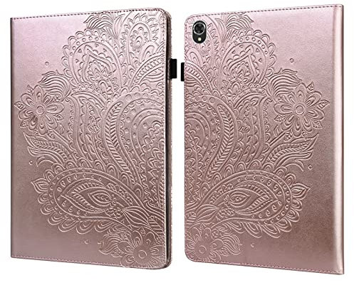ZZjingli for Lenovo Tab K10 10,3 Zoll TB-X6C6F / TB-X6C6X & M10 Plus 103 Zoll TB-X606 / TB-X606F Peacock geprägtes Muster TPU + PU Ledertafelhülle (Color : Rose Gold)