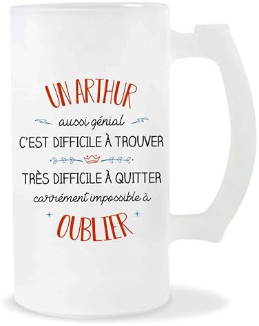 Planetee Chope Arthur aussi génial | Idée Verre à bière Pinte Anniversaire Cadeau Apéro Noël Secret Santa Fête des Pères Humour