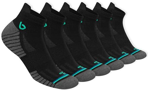 BAMBOS Chaussettes Bambou Ultra Douces Homme Femme Sport Running Courtes Basses, Lot de 6 Paires (Size EU 38-42, Noir)