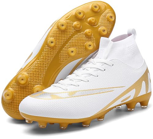 Kmrlofiy Fußballschuhe Herren Kunstrasen Fussballschuhe Professionelle High Top Fußballschuhe Outdoor Trainingsschuhe Spike Cleats Fussballschuhe Sportschuhe Junge Kinder (NHC-G31, 32EU)