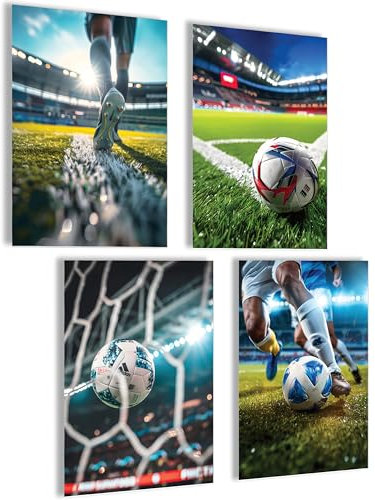 mojoliving Fussball Poster Set Fussball Geschenke Jungen Fussball Deko Fussball Kinderzimmer Fußball Bilder Poster Fußball Geschenk Fussball Junge Fußball Geschenke für Jungs Fussball Geburtstag