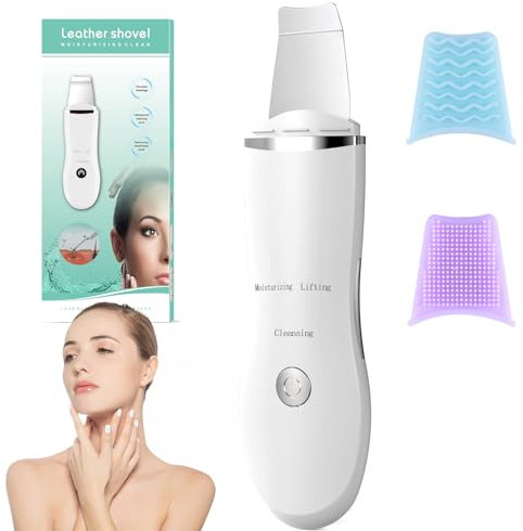 Bwaliffury Ultrasonic Skin Scrubber, Ultraschallpeelinggerät mit 4 Modi Mitesser Akne Entferner, IPX8 Wasserdicht und USB-Aufladung, EMS, Porenreiniger, für Gesichtsreinigung Gesichtspflege (White)