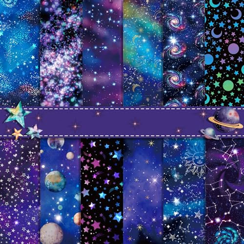 VIVIQUEN Doppelseitiges Papier mit Galaxie-Muster, 30,5 cm, Sternenhimmel, Sammelalbum, spezielles Bastelpapier, flach gefaltet, für DIY-Hintergrund, Kartenherstellung, Scrapbooking, Fotoalbum,