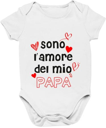 Vestin Body Bimbo Bimba Neonato Pigiama - Sono l’amore del mio papà - Humor Divertenti Infanzia Nascita Neonato Made in Italy (Rosa, 6 mesi)