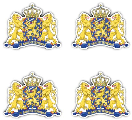 Aufkleber: 75 mm, 4 Stück - Wappen - Niederlande - NL - für Auto, Laptop und mehr