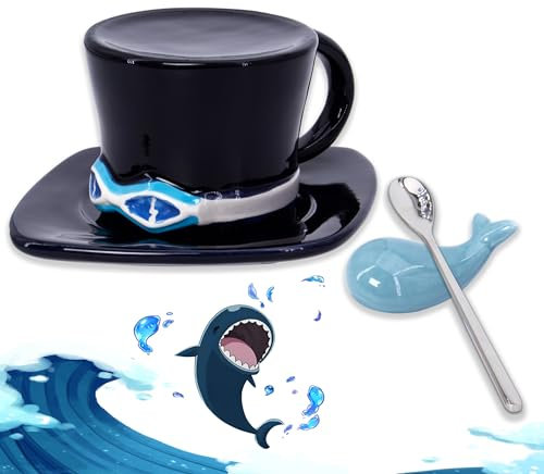 Roffatide anime tout - en - un tasse à café chapeau céramique Café thé lait tasse cadeau d'anniversaire ou souvenir de Noël (cuillère + porte - cuillère laboon)