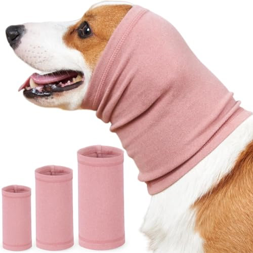 Yaopelky Cache-Oreilles apaisants pour Chien pour Protection Contre Le Bruit, Bandeau pour soulager l'anxiété, Annulation du Bruit pour Feux d'artifice, orages, Aide au toilettage de Chien (Rose, L)