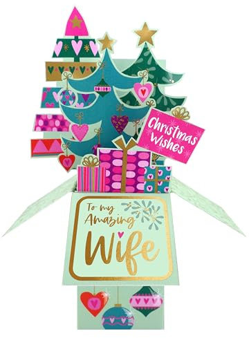 Clever Cubes Pop Up Amazing Wife Festive Trees Christmas Card 3D Xmas Card XCU013B