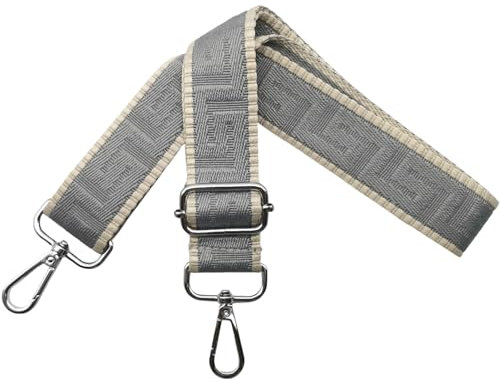 Schultergurt für Tasche Taschengurte zum Wechseln, Verstellbar Taschengurt Breit 3.8cm mit Silber Karabiner - Taschenband Schulterriemen Tragegurt für Handtaschen Damen, Grau, K42