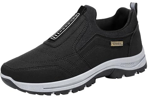 Scarpe casual da uomo, sportive, senza lacci, scarpe da corsa, leggere, antiscivolo, da jogging, per fitness, traspiranti, scarpe da corsa, comode da tennis, Nero , 42 EU