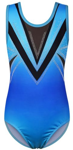 ZNYUNE Kinder Gymnastik Trikot Klassisch Gymnastikanzug Ärmellos für Mädchen B367 GradientBlue 12A