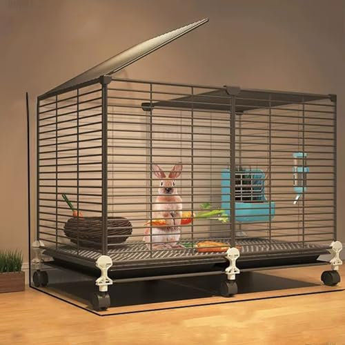 CVERTHAF Häschenkäfig für den Innenbereich mit Rollen, DIY-Laufstall für Kleintierkäfige, Abnehmbarer Kaninchenkäfig aus Metalldraht, großer Übungsbereich (schwarz)