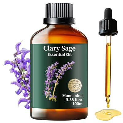 Aceite Esencial de Salvia Esclarea Puro, Mumianhua Aceite de Salvia Esclarea Natural para Difusor, Cabello, Piel, Elaboración de Velas/Jabón y Aromaterapia - 100 ml