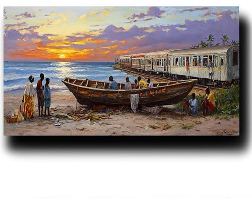 Peinture Numero Adulte Entraîner Peinture Acrylique pour Adultes Enfants, Facile Sur Toile Peinture 90X180cm avec Peintures et Pinceaux, Kit Creatif Adulte Plage de sable Peinture Numero Enfant 8-E-K