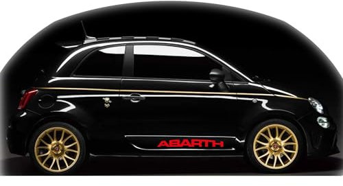 Kit 2 Adesivi Grafiche Scritte per Abarth 595 Fiat 500 Laterali Decalcomanie Tuning Auto Decorazione per Vetture in PVC Vinile Adesivo Intagliato (Rosso)