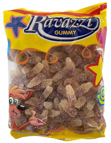 Ravazzi Bottiglie Cola Sour, Extra Saure Fruchtgummi Colaflaschen Süßigkeiten, 1 kg