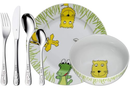 Vajilla infantil WMF Safari de 6 piezas con grabado: vajilla infantil personalizada con nombre, regalo para bautizo, nacimiento o cumpleaños.