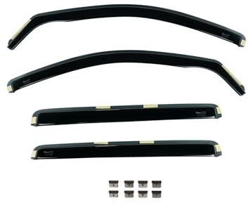 Team HEKO Wind Deflectors for Nissan Navara 2014+ Front and Rear Set of Window Deflectors, Accessories Smoked UV & Scratch Resistant Acrylic In-Channel Fitting Air Ventilation & Rain Protection