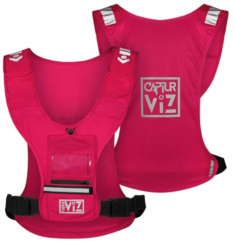 Sports Vest with Recording phone Pouch – Running, Cycling, Horse Riding, Outdoor Sports (Pink, Adjustable)