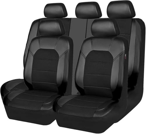 Ctpyoks Auto Sitzbezug für Kia NIRO II/NIRO EV/NIRO Hybrid 2022-2025, Leder Sitzschoner Schonbezüge Sitzbezüge Set Vorne Und Hinten Protectors Autositzbezüge Sets Auto-Innenraum Zubehör,A/Black