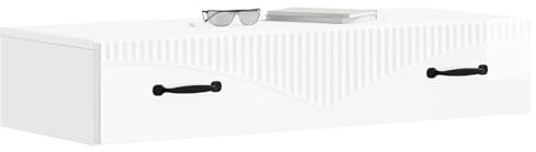 vidaXL Wandmontierter Beistelltisch Hochglanz Weiß 87,5 x 34,5 x 17 cm, Moderner Wohnbereich, rechteckiger Tisch, Wandmontage, schicke Aufbewahrung, platzsparend, funktionales Möbel