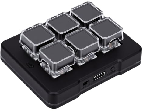 Plyisty Kabelgebundene USB-Makro-Tastatur, 6-Tasten-Mechanisches Gaming-Keypad mit Blauen Schaltern, Programmierbar für Computer (Black)