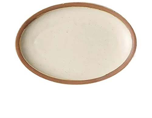 Middagstallrikar Fisktallrik Keramik Hushållsångad fisktallrik Keramisk porslin Stor oval mattallrik Restaurang Kök Retro Platt tallrik(Små)