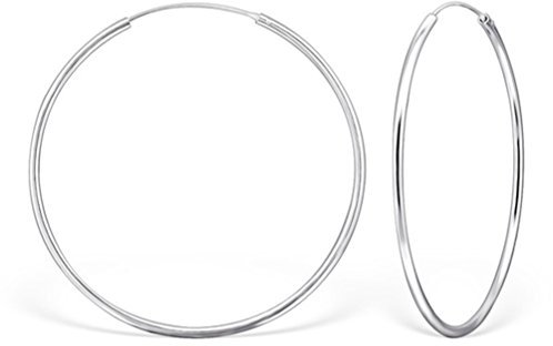 DTPsilver® 925 Sterling Silber Creolen Ohrringe - Klein/Mittelgroße/Groß - Dicke 2 mm - Durchmesser: 70 mm