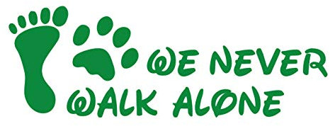 kleb-Drauf | 1 We Never Walk Alone | Grün - glänzend | Wandtattoo Wandaufkleber Wandsticker Aufkleber Sticker | Wohnzimmer Schlafzimmer Kinderzimmer Küche Bad | Deko Wände Glas Fenster Tür Fliese