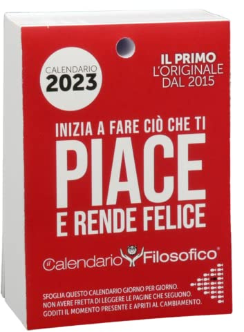 Il Calendario Filosofico 2023, der erste und originelle Tischkalender mit 365 Tagen philosophischer Sätze, lesen Sie jeden Tag eine Phrase, entworfen und erstellt in Bologna, Format A6, 10 x 14 cm