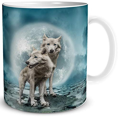 TRIOSK Fantasy Tasse Halloween Wolf mit Motiv Nebel Wölfe zauberhaft mystisch Geschenk für Gothic Hexen Zauberer Zaubertrank Magie