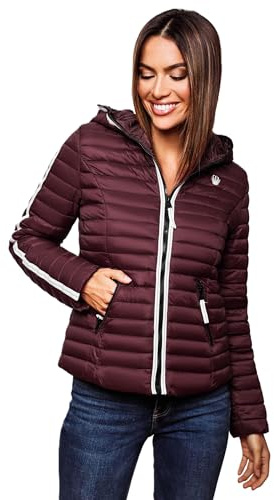 Navahoo Damen Jacke Steppjacke Übergangsjacke gesteppt Herbst Kapuze B811 [B811-Kim-Pri-Weinrot-Gr.M]