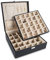 Frebeauty Organizer per orecchini, 50 scomparti per orecchini, scatola portagioie a 2 strati per orecchini e collane, organizer per gioielli in poliuretano, organizer per gioielli e conservazione