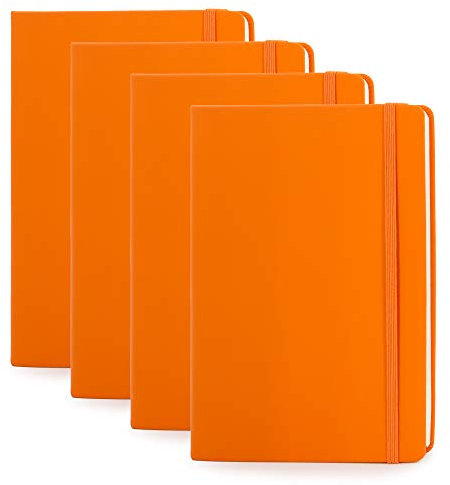 Simply Genius (4 Stück) A5 Hardcover Bullet Notebooks Dotted Grid Notizbuch/Journal, Kunstleder Dotted Bullet Grid Journal, 192pg Dot Grid Notizbuch, 5,7 x 8,4 Zoll, Orange
