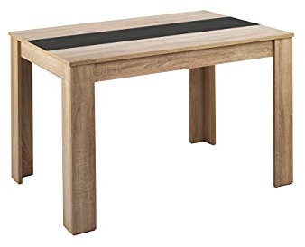 byLIVING Esszimmertisch NORI/Sonoma Eiche-Optik hell-braun/Einlegeplatte wendbar schwarz oder weiß/kompakter Küchentisch/Esstisch 140 cm breit/Tisch 18 mm Tischplatte / 140 x 80, H 75 cm