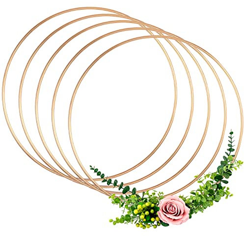 Anvin Metallringe zum Basteln 20cm Gold, Deko ringe zum Aufhängen, Drahtringe zum Basteln, Bastelringe Metall für Wickeltechnik, Traumfänger, Floristik, Hochzeitskranz, Hoops(20cm Roségold 5 Stück)