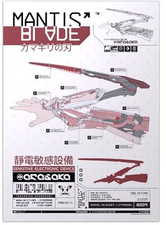 Displate Offiziell Cyberpunk 2077 MetallPoster Magnetische Befestigung Inklusive Lizenziert Bilder Hochwertiges Poster Mantis Blade Poster 45 cm x 32 cm