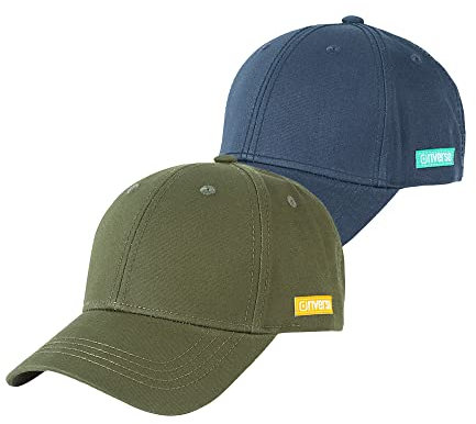 riverso Herren Cap RIVNoel 2er Pack Baseballcap Snapback Kappe Sport Verstellbare Outdoor Mütze Basic Einfarbig 100% Baumwolle Einheitsgröße Grün Blau, Größe:One Size, Farbe:Farbmix Uni 10