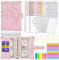 MARICATO Portadocumenti in Pelle A6 PU, 29pcs Raccoglitore ad 6 Anelli, Raccoglitore Notebook con Buste Trasparenti Rimovibile e Budget Planner, per Lavoro Budget di Contanti Organizzatore-Marmo Rosa