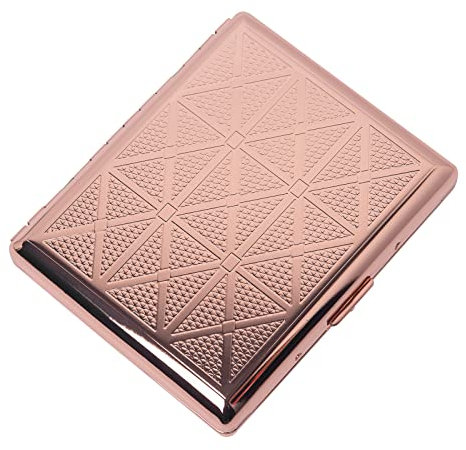 Étui à cigarettes/boîte de rangement en métal vintage classique pouvant contenir 18 à 20 cigarettes de 100 mm de long (rose gold)