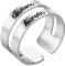 JewelryWe Schmuck Personalisiert Ring Herren Damen mit 2 Namen Gravur Namensring Edelstahl Breit Offener Bandring verstellbar Finger Ring Silber