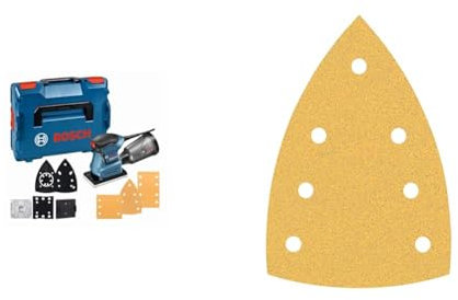 Bosch Professional Schwingschleifer GSS 160-1 A Multi (1,6 mm Schwingkreis-Ø, in L-BOXX) + 10x Schleifpapier Expert C470 mit 7 Löchern (für Hartholz, Farbe auf Holz, 100x150 mm, Körnung 80, Zubehör)