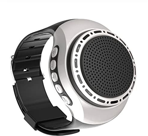 Aoyygg U6 Bluetooth Speaker, Wrist Watch BT Speakers with FM Radio, Colorful LED Long Standby Portable Speaker for Outdoor Sports Cycling Running (silver)