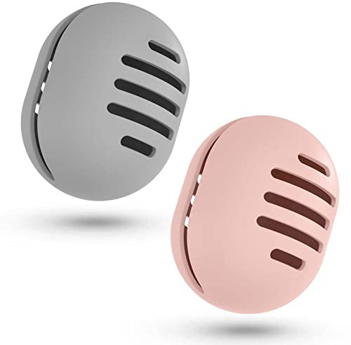 Fauxomor Make-up-Schwammhalter - 2 Stück Atmungsaktiv Silikon Beauty Blender Reisetasche für Alle Größen von Make-up-Schwamm, Bruchsicher Tragbar Kosmetik Werkzeug, Grau+Rosa