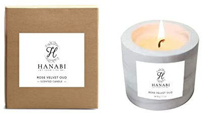 Duftkerze mit Sojawachs und ätherischen ölen (Velvet Rose Oud, Marmor)