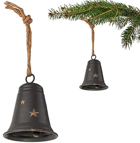alles-meine.de GmbH 2 Stück große - Metall Glocken/Klingeln - 14 cm - wetterfest - Winter & Weihnachten - zum Aufhängen & Hintellen - Deko - Glöckchen Klocken Jingle Bells Gl..