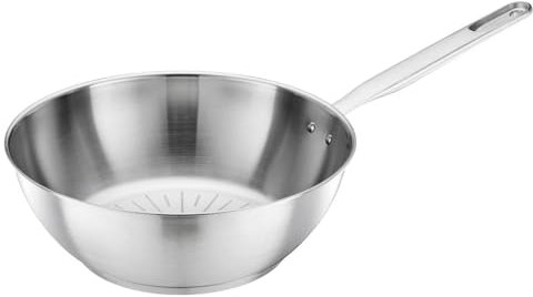 Fiskars Wok, Ø 28 cm / 4.5 L, All Steel Pure, Uncoated pan, Suitable for All hobs, Recycled Stainless Steel, Silver, 1065629