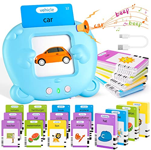 Talking Flash Cards for Toddlers, Early Educational Learning Toys for 1-6 Year Old Boys Girls, 112 Cards/224 Words Double-Side Flashcards Audible Preschool Learning Machine for Kids Christmas Birthday