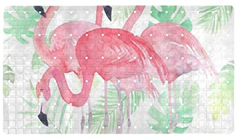 Badewannen Duschmatte,rutschfeste Badewannenmatte,aquarellblatt rosa Flamingo,Badematte für Badewannenmatte Saugnäpfe Badezimmer